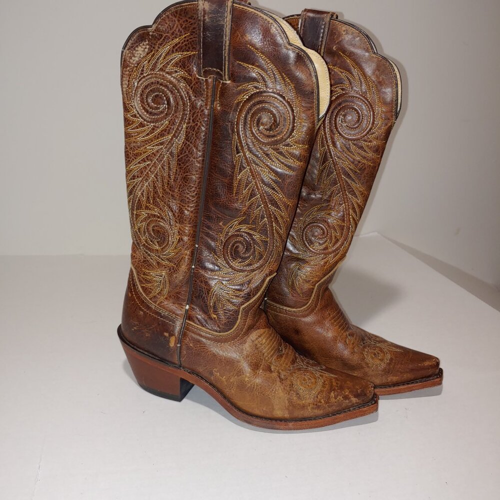 Justin Josephine Western Boots - Snip Toe Size 6 Brown